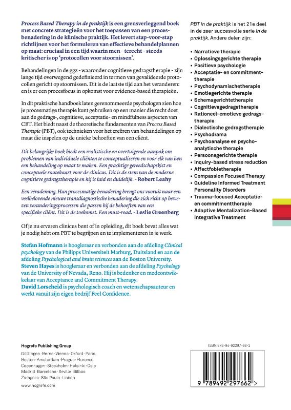 Achterkant van Process-Based Therapy in de praktijk