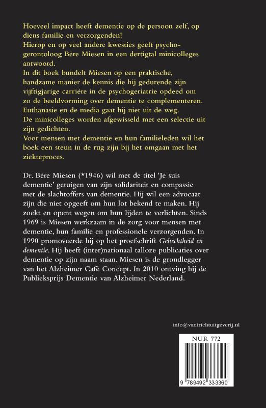 Achterkant van Je suis dementie