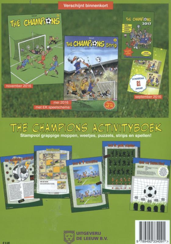 Achterkant van The Champions activityboek