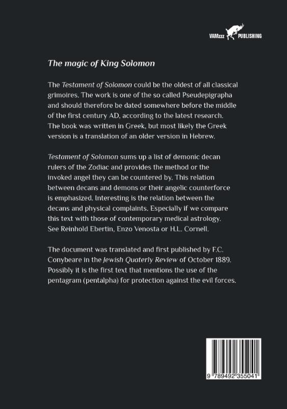 Achterkant van Testament of Solomon