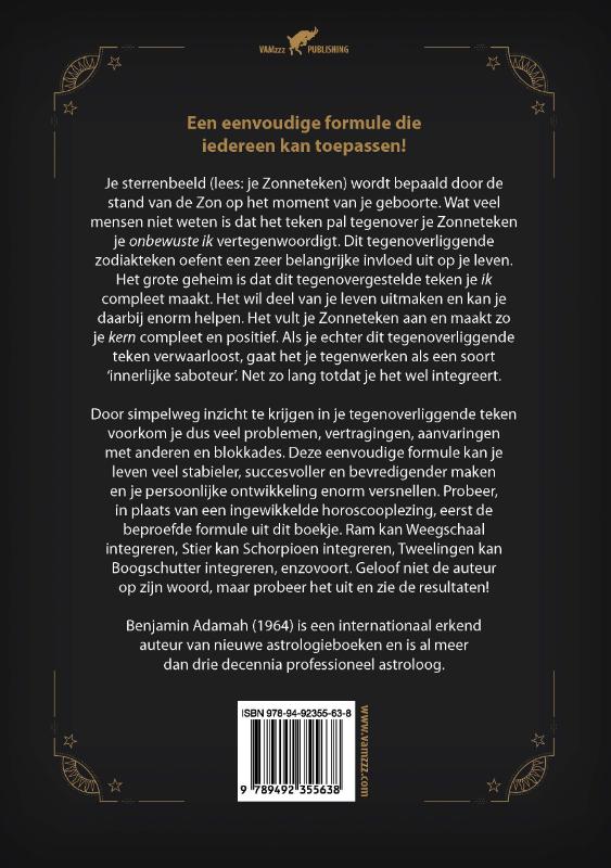 Achterkant van Zes Assen Astrologie
