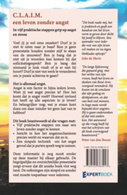 Achterkant van C.L.A.I.M. een leven zonder angst