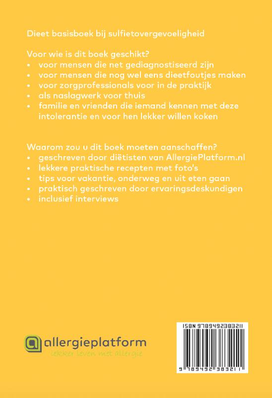 Achterkant van Dieet basisboek bij sulfietovergevoeligheid