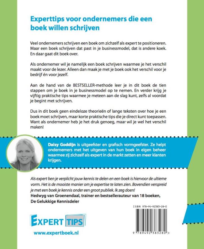 Achterkant van Experttips voor ondernemers die een boek willen schrijven