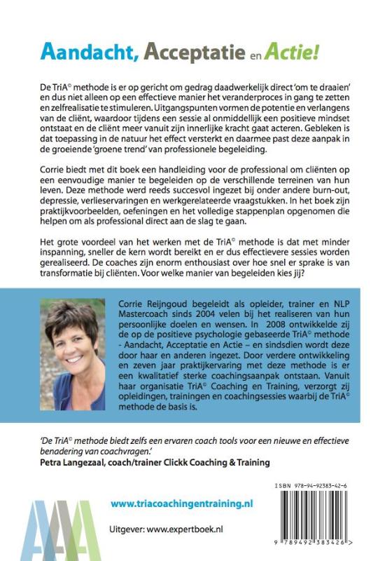 Achterkant van Aandacht, acceptatie en actie!