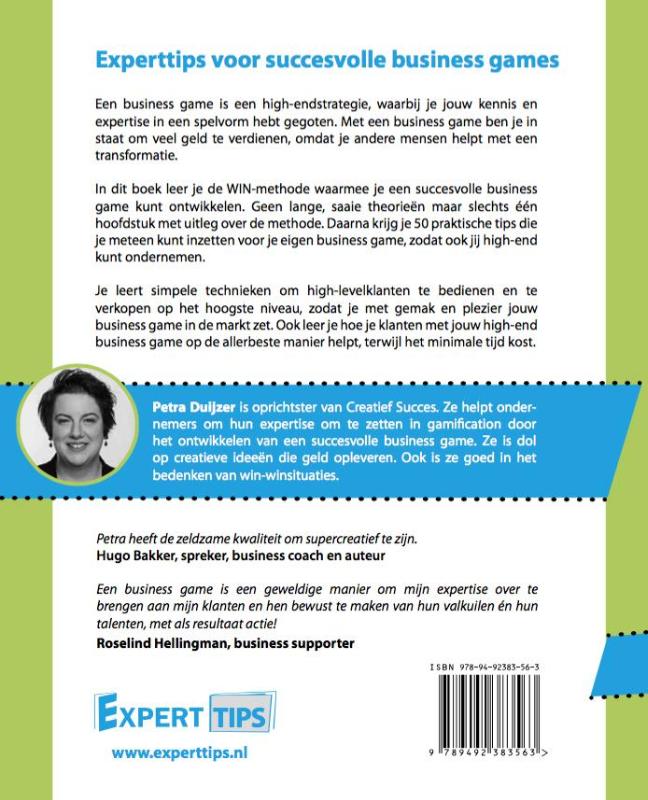 Achterkant van Experttips voor succesvolle business games
