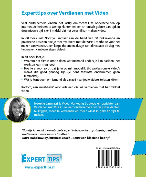 Achterkant van Experttips over verdienen met video