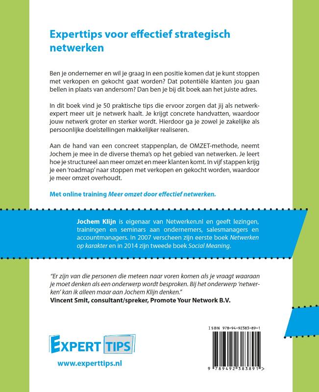 Achterkant van Experttips voor effectief strategisch netwerken