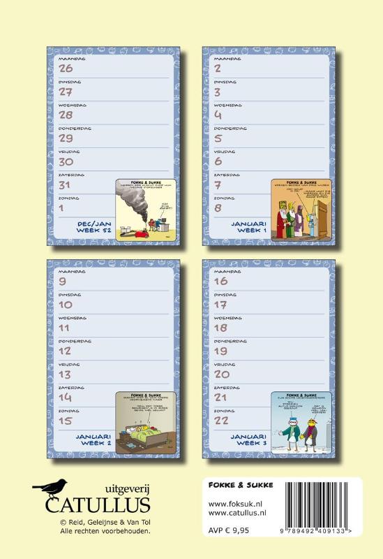 Achterkant van Fokke & Sukke weekkalender 2017