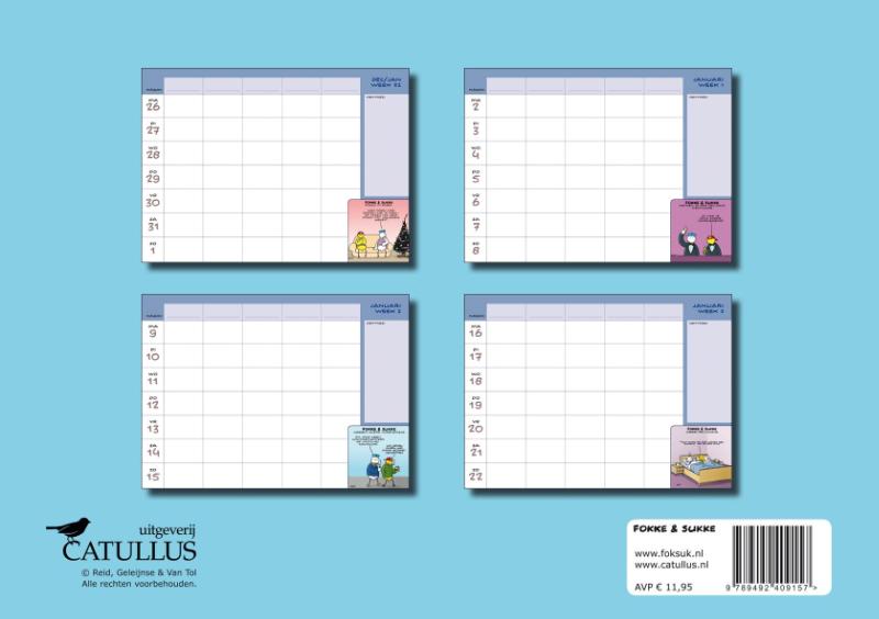 Achterkant van Fokke & Sukke familieplanner 2017