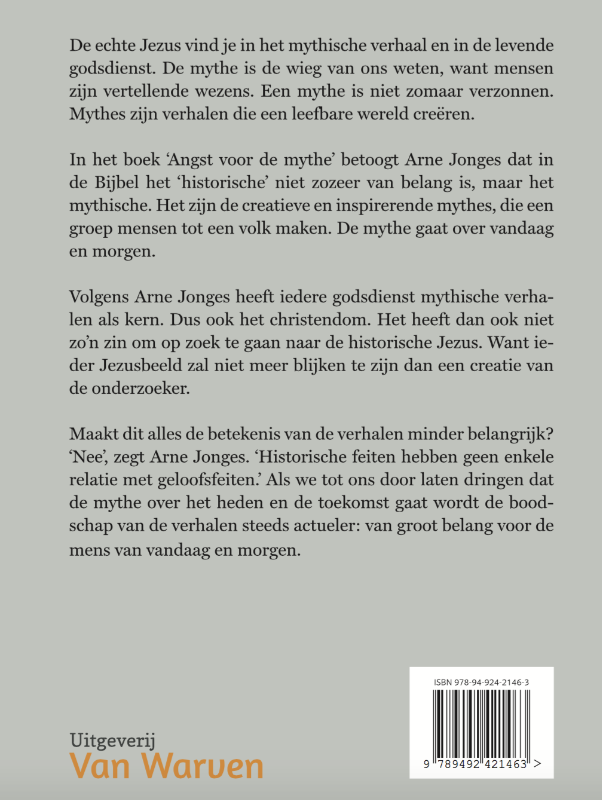 Achterkant van De angst voor de mythe