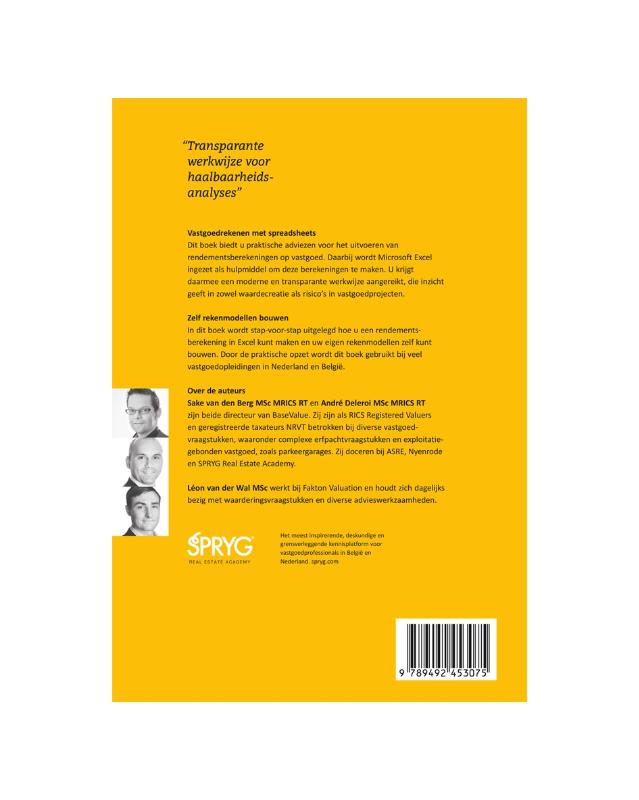 Achterkant van Vastgoedrekenen met Spreadsheets