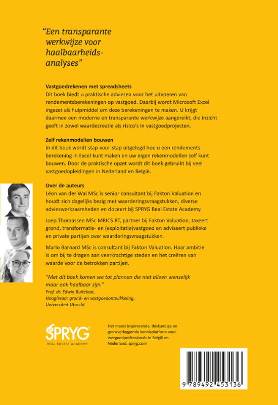 Achterkant van Vastgoedrekenen met Spreadsheets