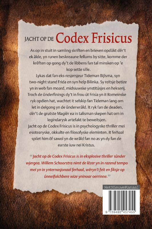 Achterkant van Jacht op de Codex Frisicus