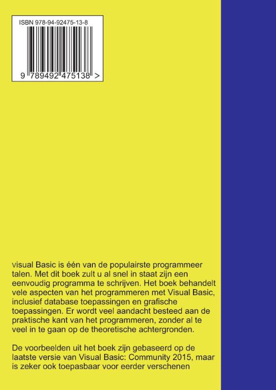 Achterkant van Visual Basics voor beginners