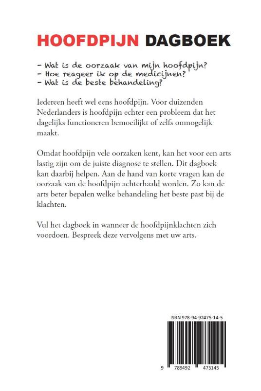 Achterkant van Dagboek hoofdpijn