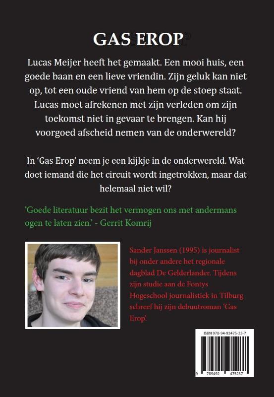 Achterkant van Gas erop
