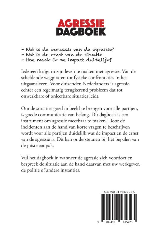 Achterkant van Dagboek Agressie