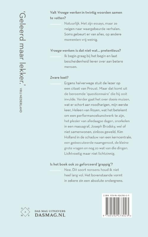 Achterkant van Vroege werken
