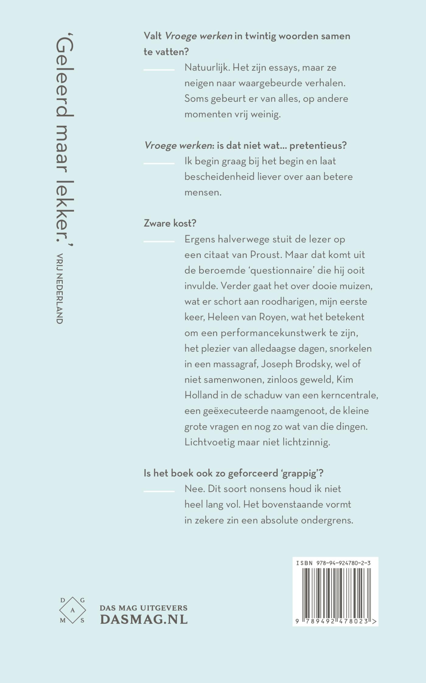 Achterkant van Vroege werken
