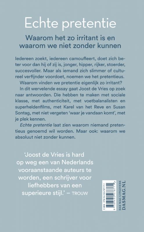 Achterkant van Echte pretentie