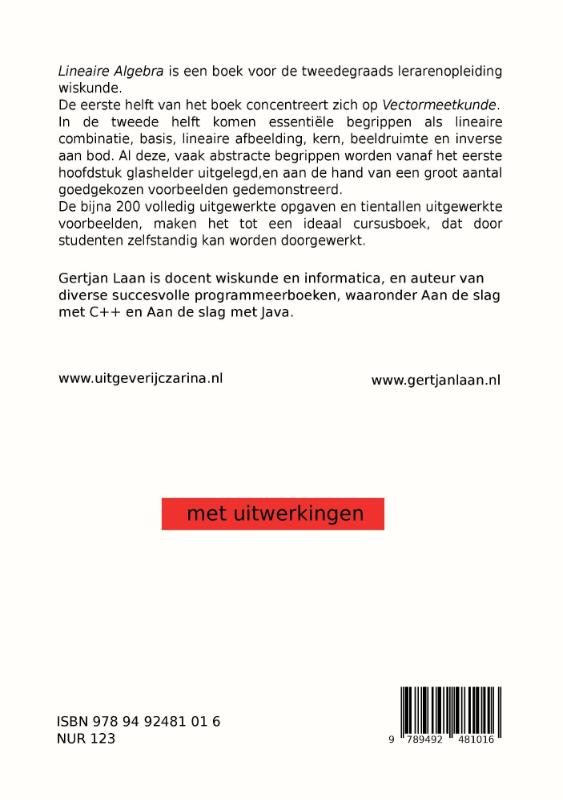 Achterkant van Lineaire Algebra
