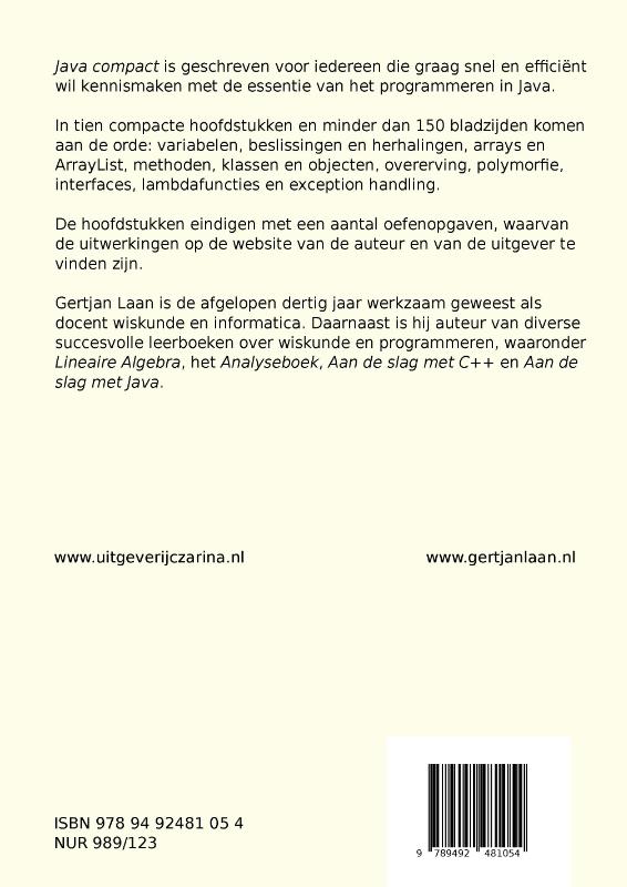 Achterkant van Java compact