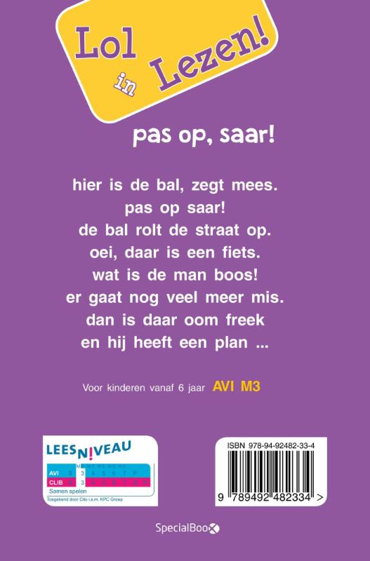 Achterkant van Pas op Saar!