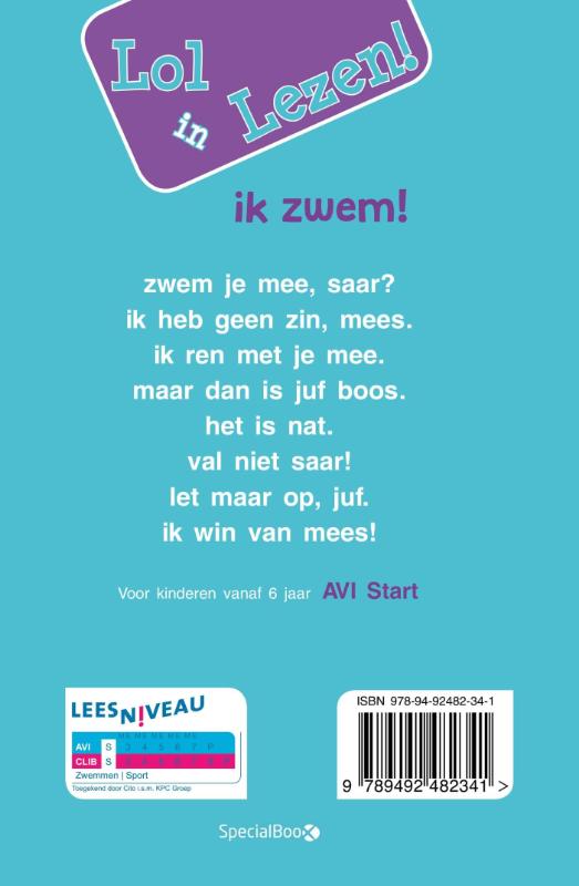 Achterkant van Ik zwem!