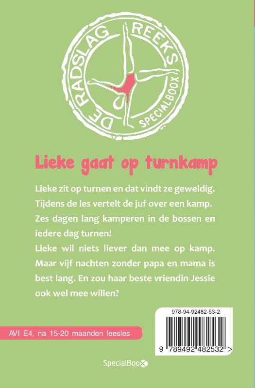 Achterkant van Lieke gaat op turnkamp