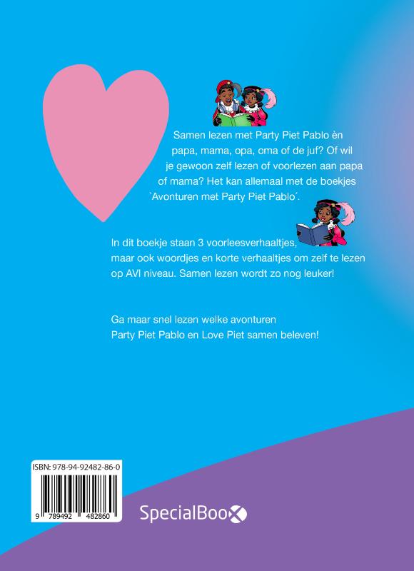 Achterkant van Avonturen met Party Piet Pablo en Love Piet