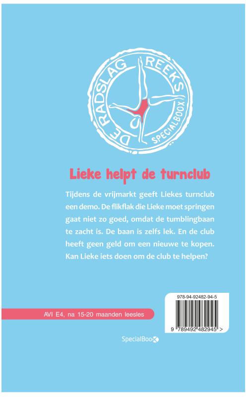 Achterkant van Lieke helpt de turnclub