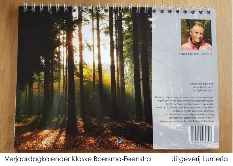 Achterkant van Verjaardagkalender