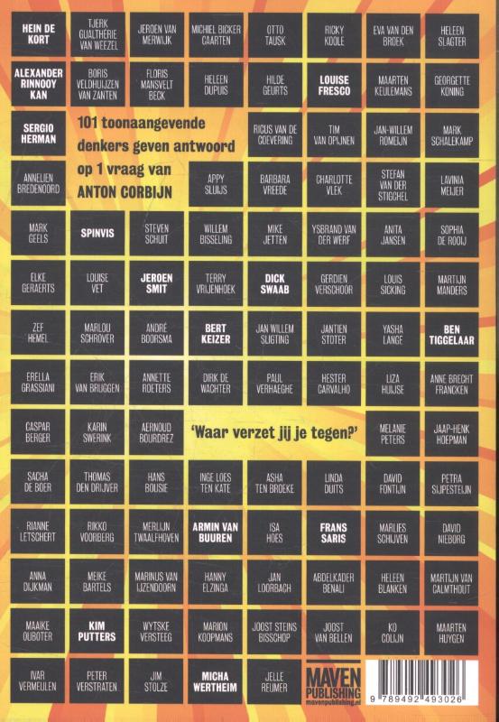 Achterkant van Waar verzet jij je tegen?