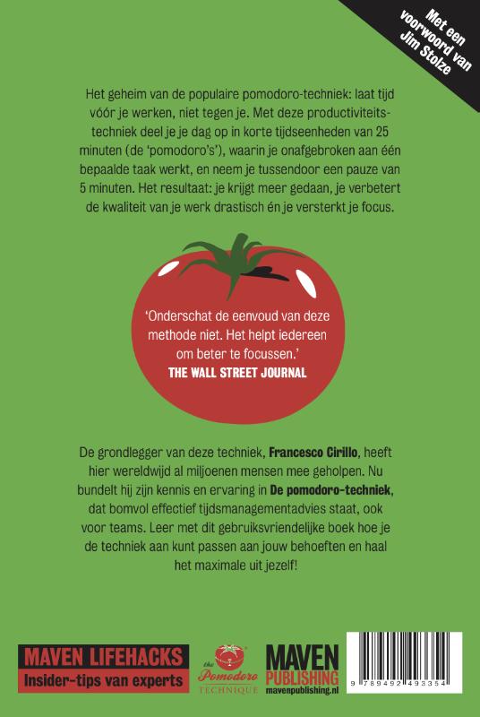 Achterkant van De pomodoro-techniek