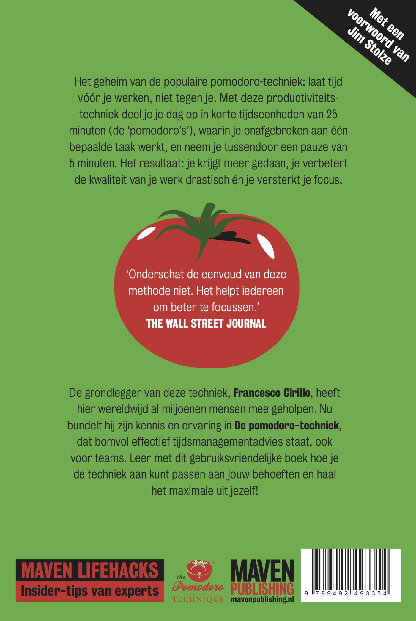 Achterkant van De pomodoro techniek