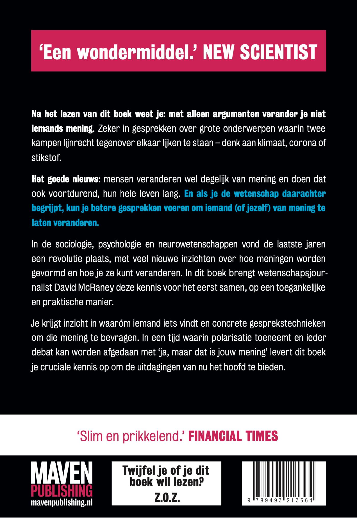 Achterkant van Hoe verander je een mening?