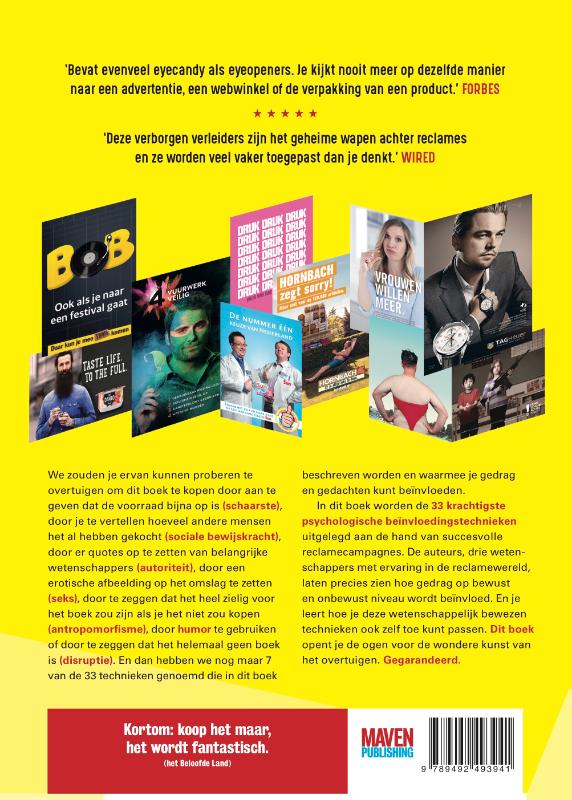 Achterkant van De 33 beste psychologische beïnvloedingstechnieken uit de reclame