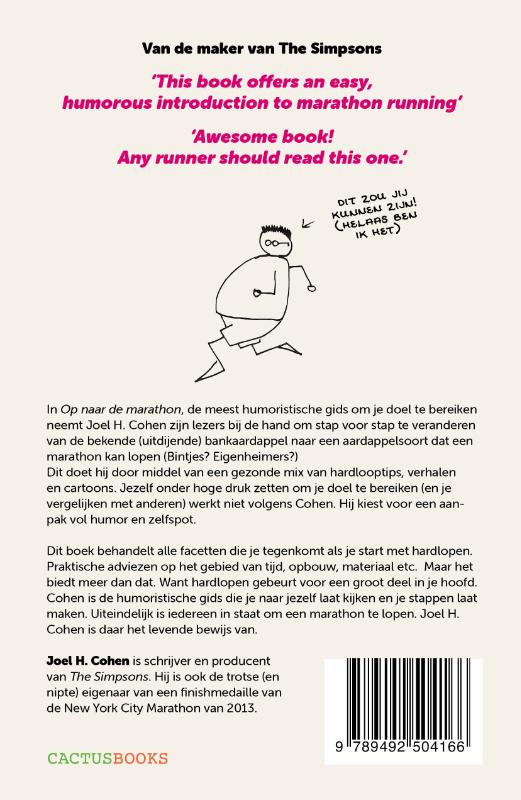 Achterkant van Op naar de marathon