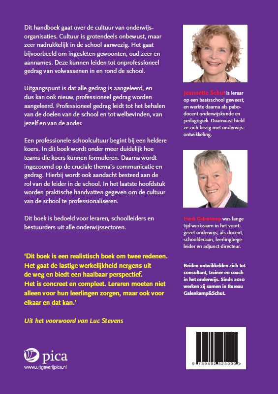 Achterkant van Handboek professionele schoolcultuur