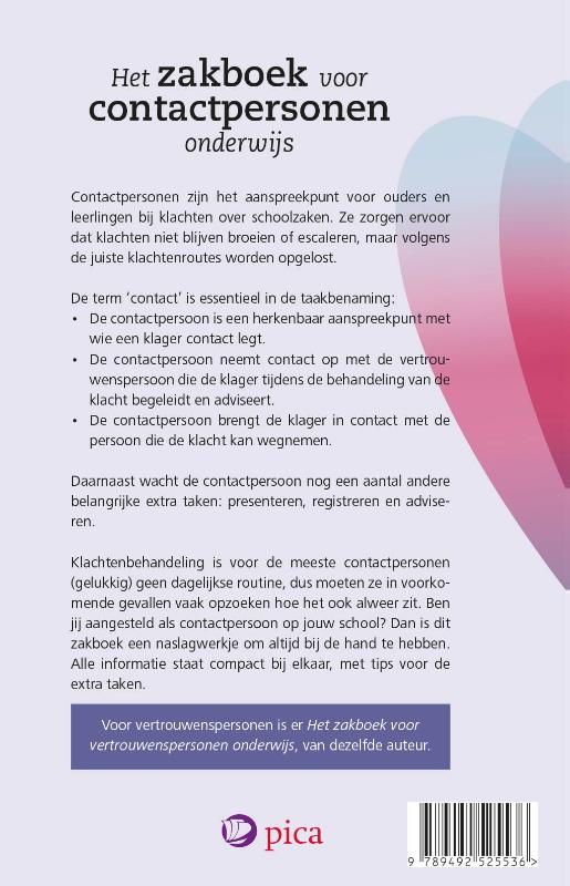 Achterkant van Het zakboek voor contactpersonen onderwijs