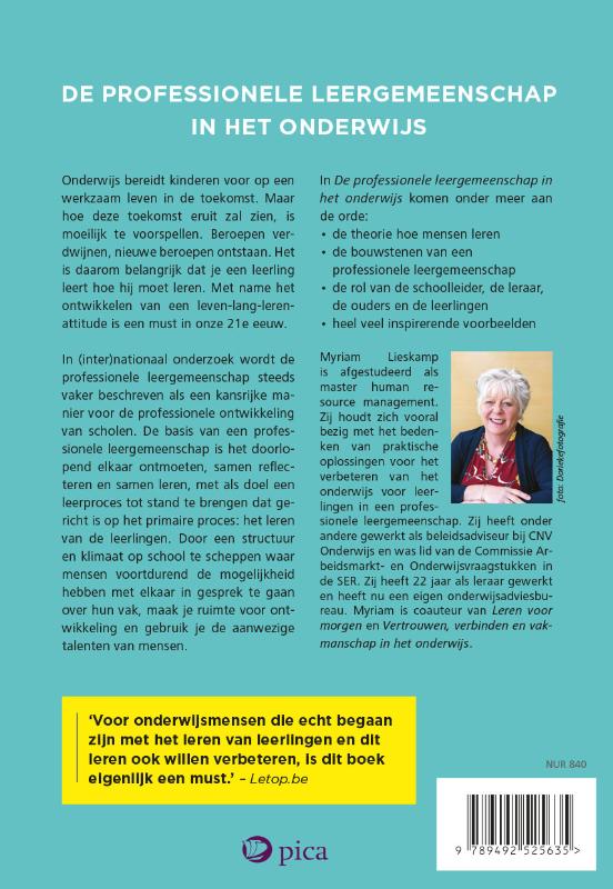 Achterkant van De professionele leergemeenschap in het onderwijs