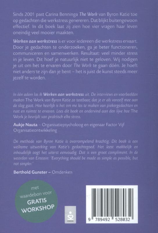 Achterkant van Werken aan werkstress