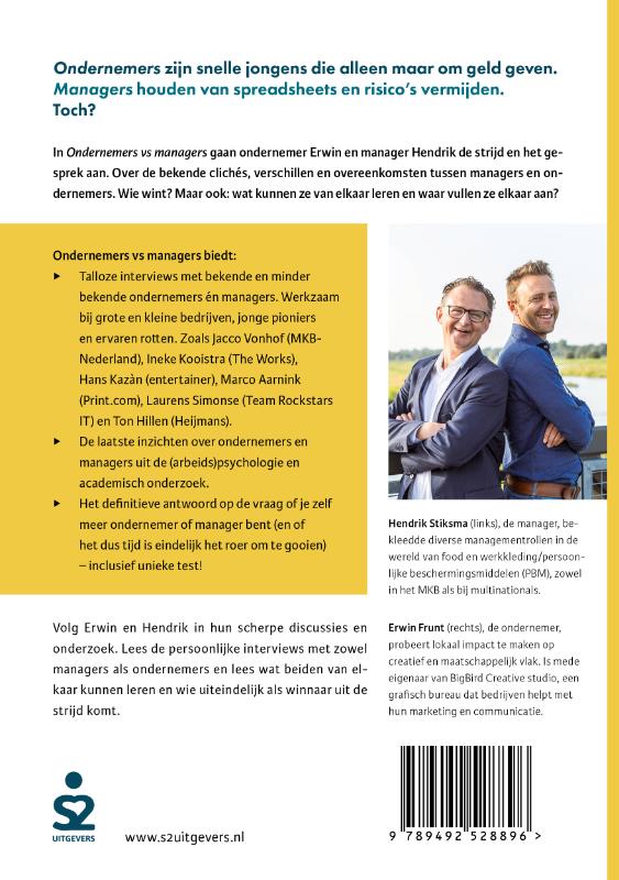 Achterkant van Ondernemers vs managers