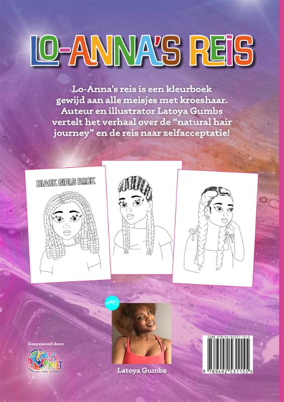 Achterkant van Kleurboek Lo-Anna’s reis