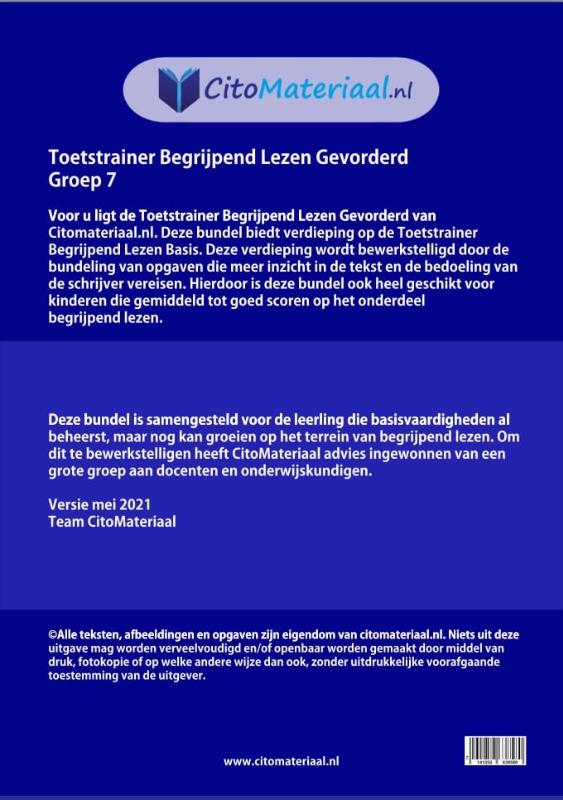 Achterkant van Groep 7 gevorderd