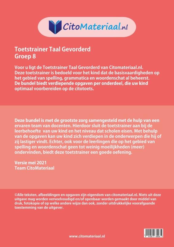 Achterkant van groep 8 gevorderd