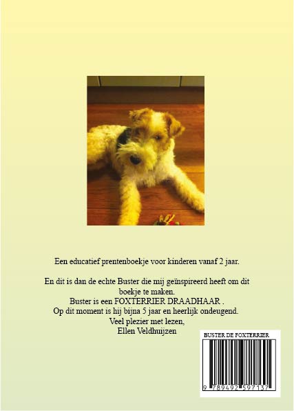 Achterkant van Buster de Foxterrier
