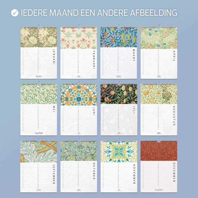 Achterkant van Verjaardagskalender Botanische prints