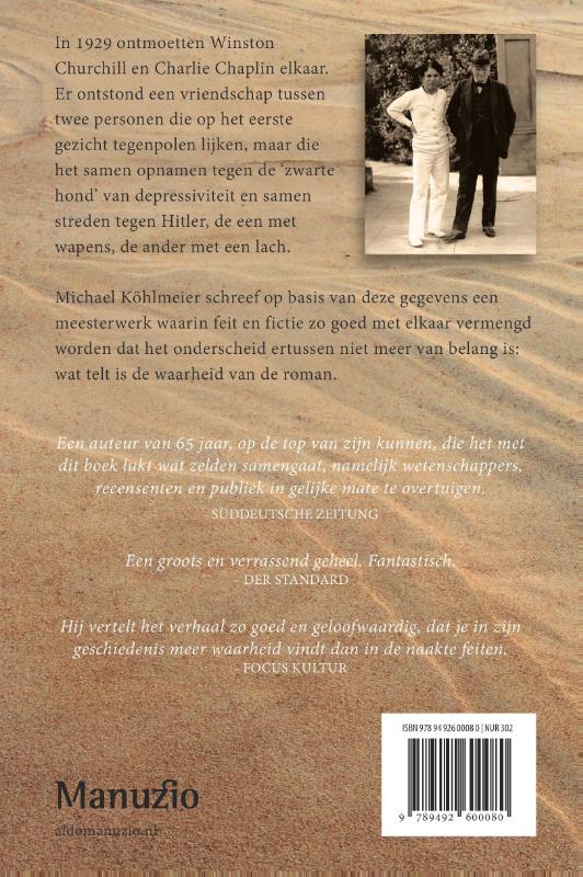 Achterkant van Twee heren op het strand